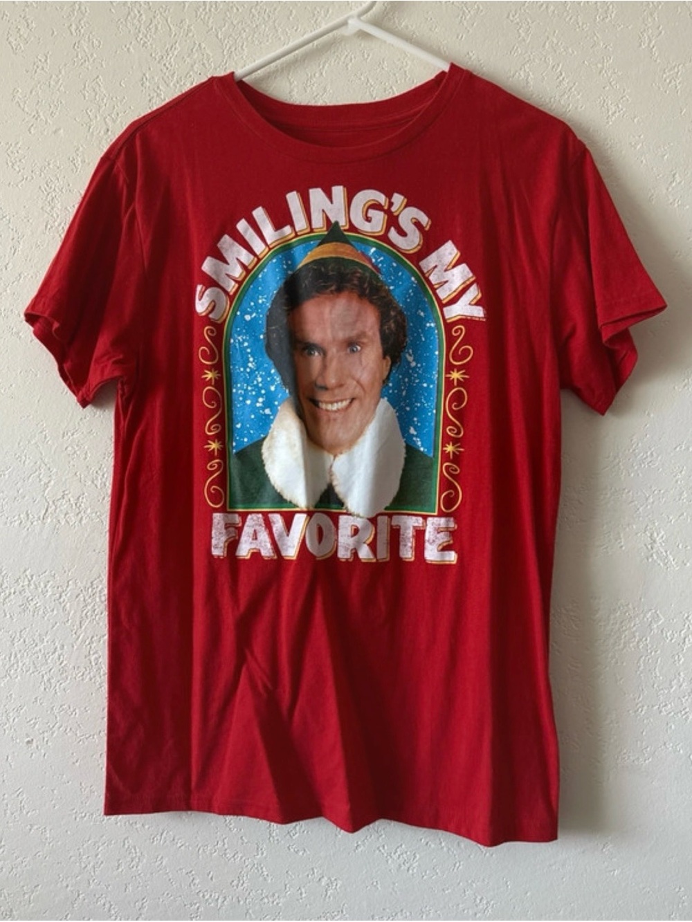 Red Graphic Holiday Tee - "Smiling's My Favorite"